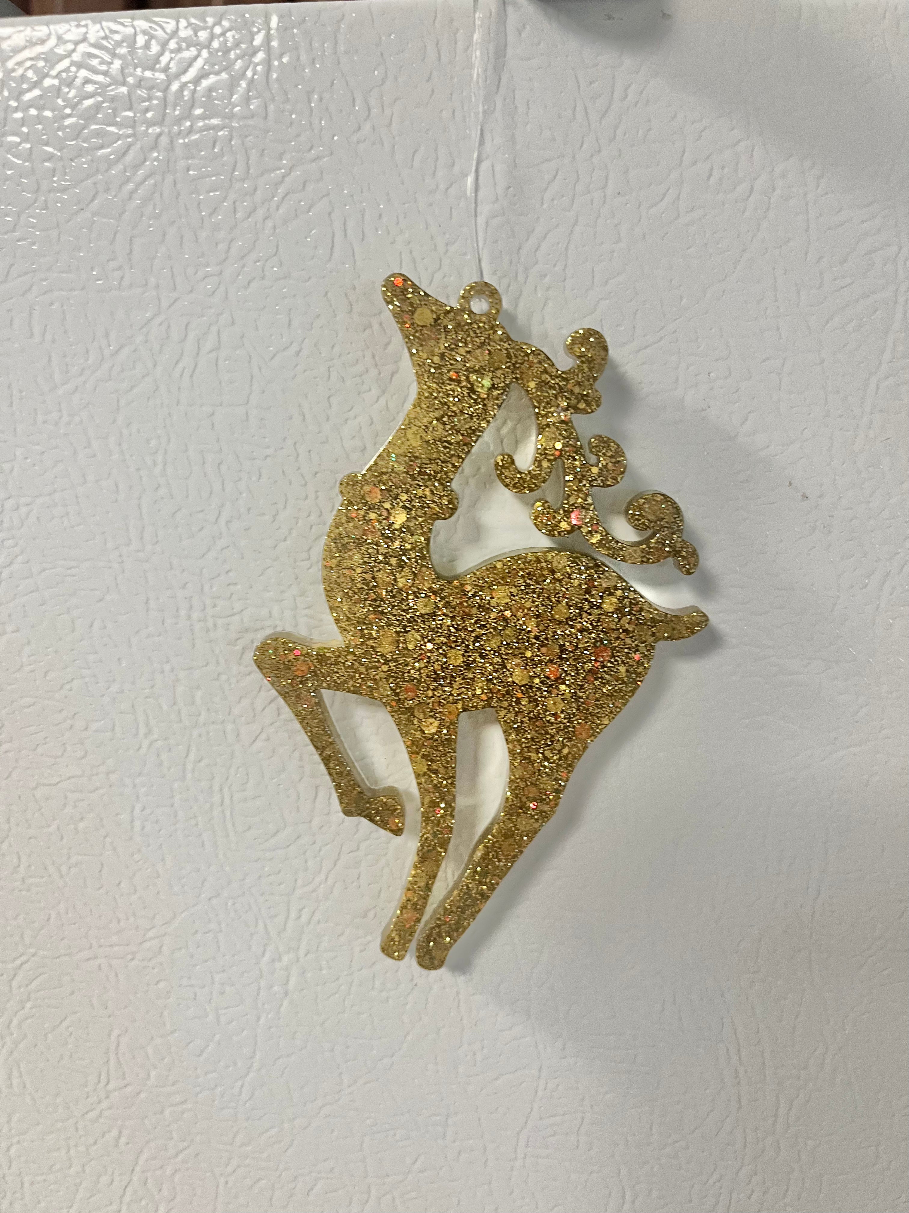 Antique gold holographic glitter reindeer #5