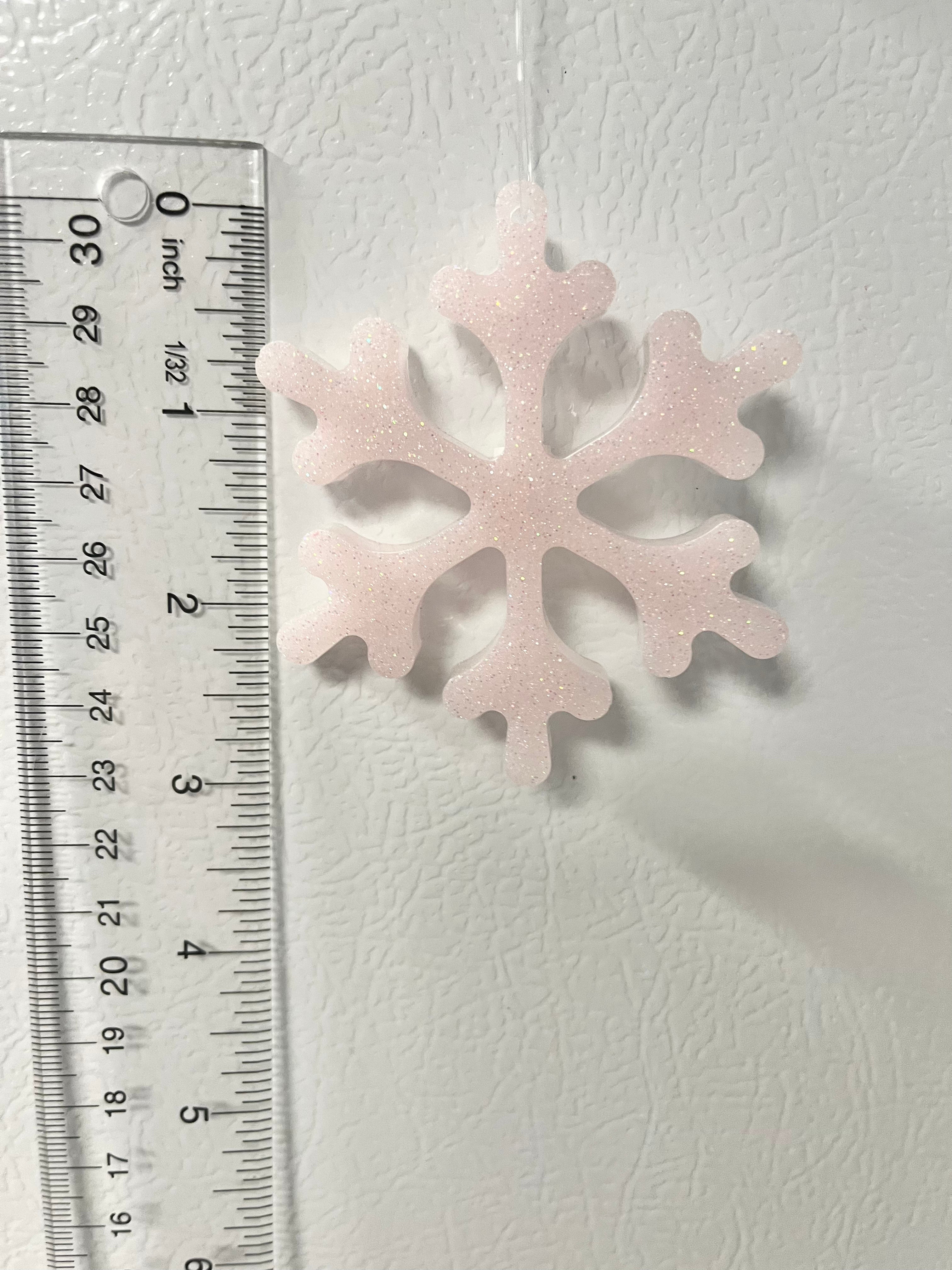 Pale Pink glitter snowflake ornament #2