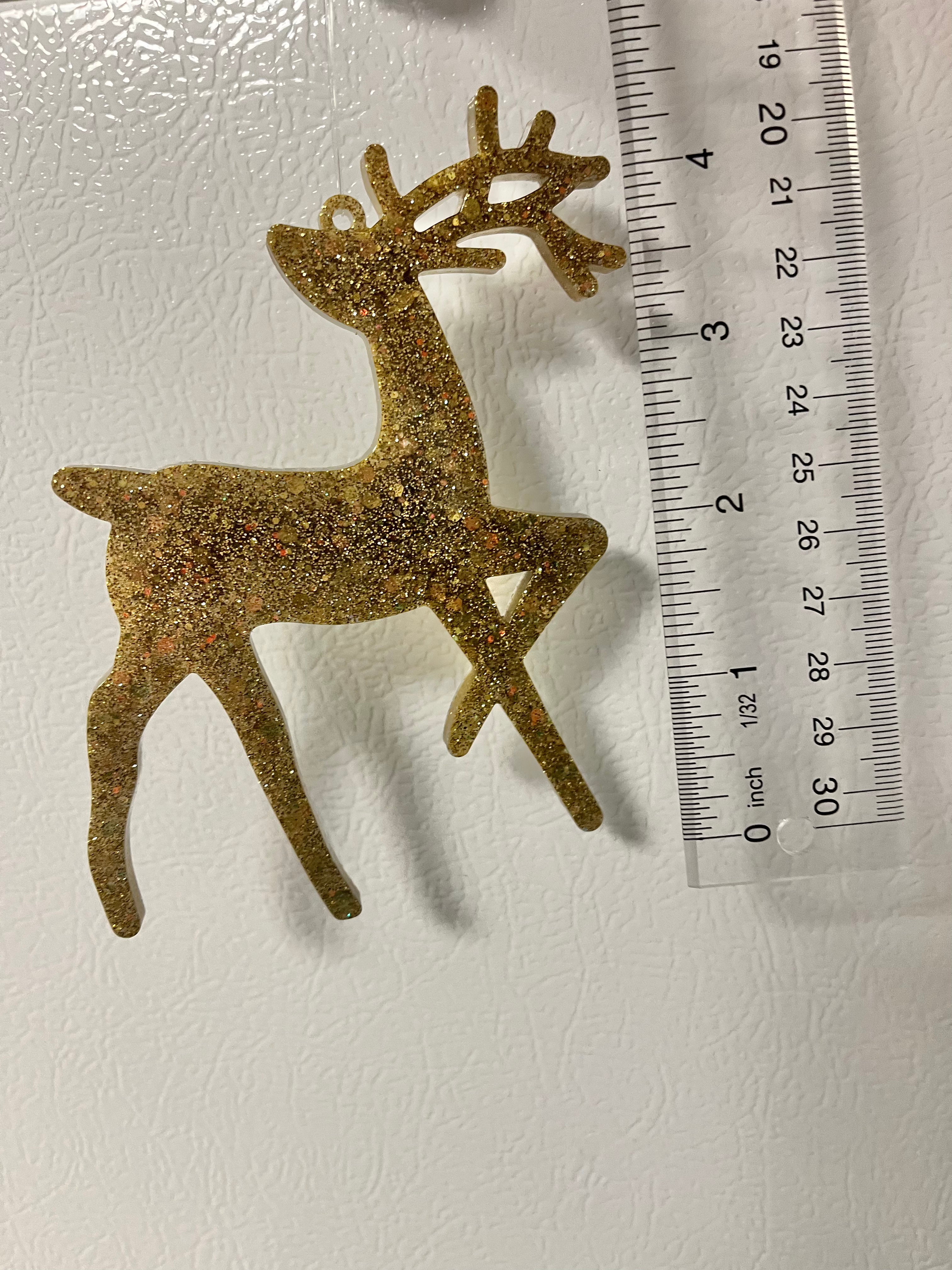 Antique gold holographic glitter reindeer #4