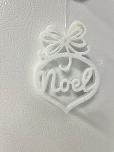 Bright White Glitter Noel ornament