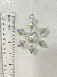 Silver holographic glitter snowflake ornament #6