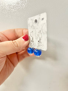 Blue glitter bead earrings