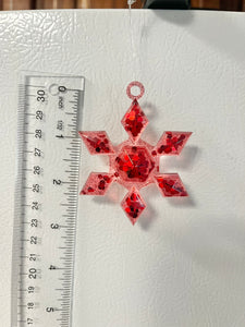 Red glitter snowflake Christmas ornament #3