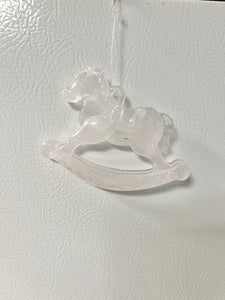 Pink glitter rocking horse ornament