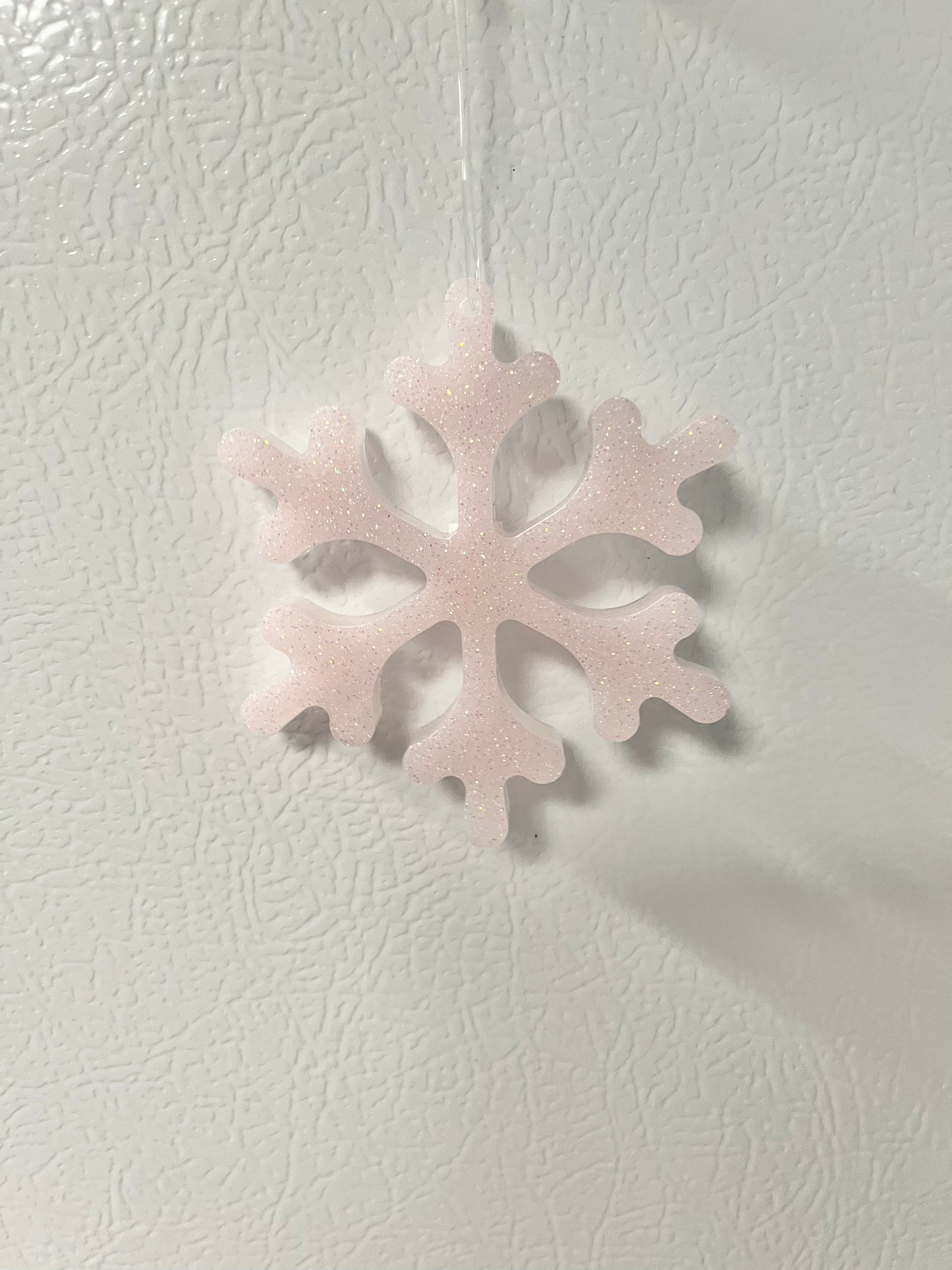 Pale Pink glitter snowflake ornament #2