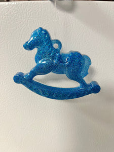 Blue turquoise rocking horse