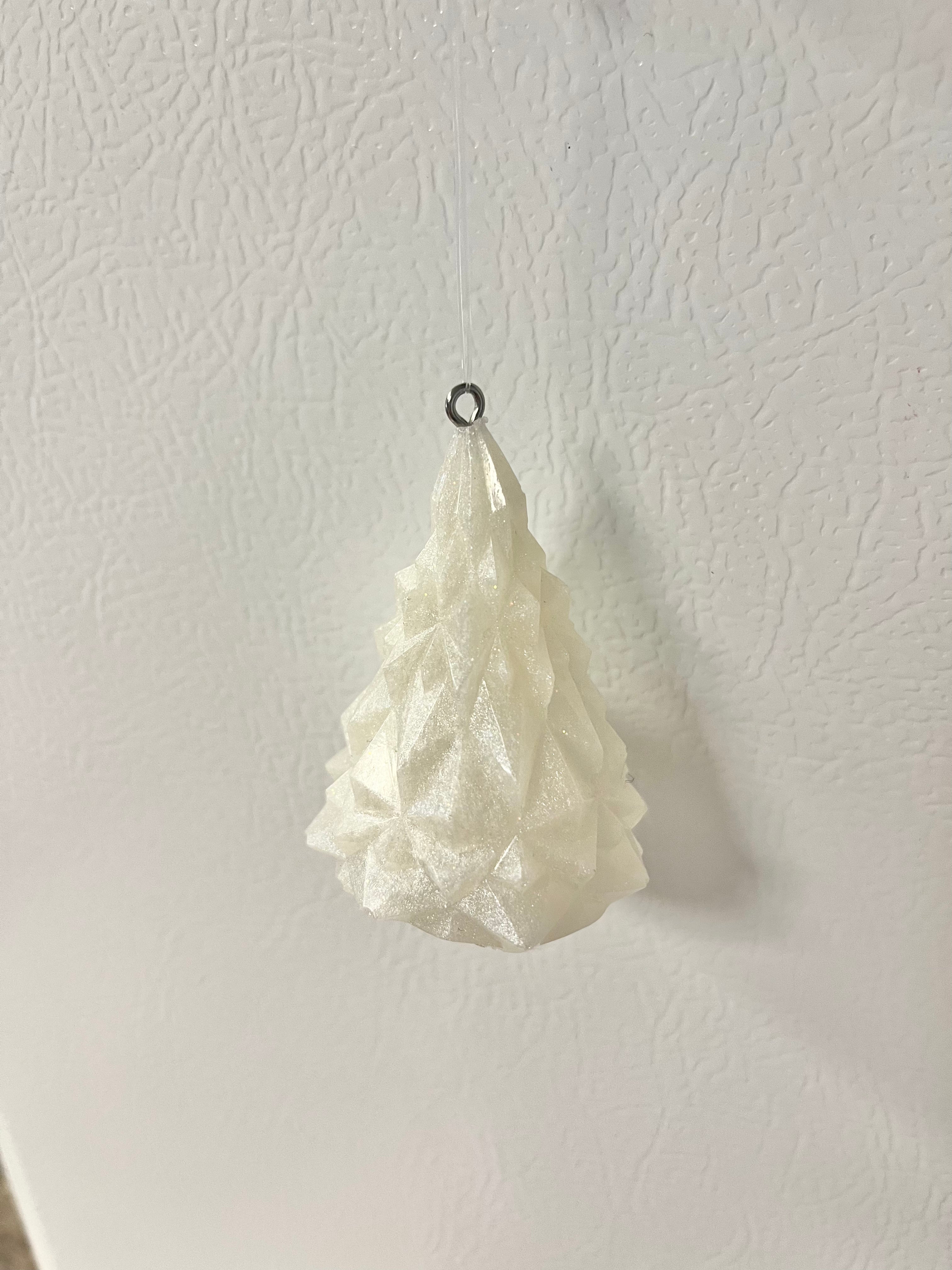 White glitter Christmas tree ornament