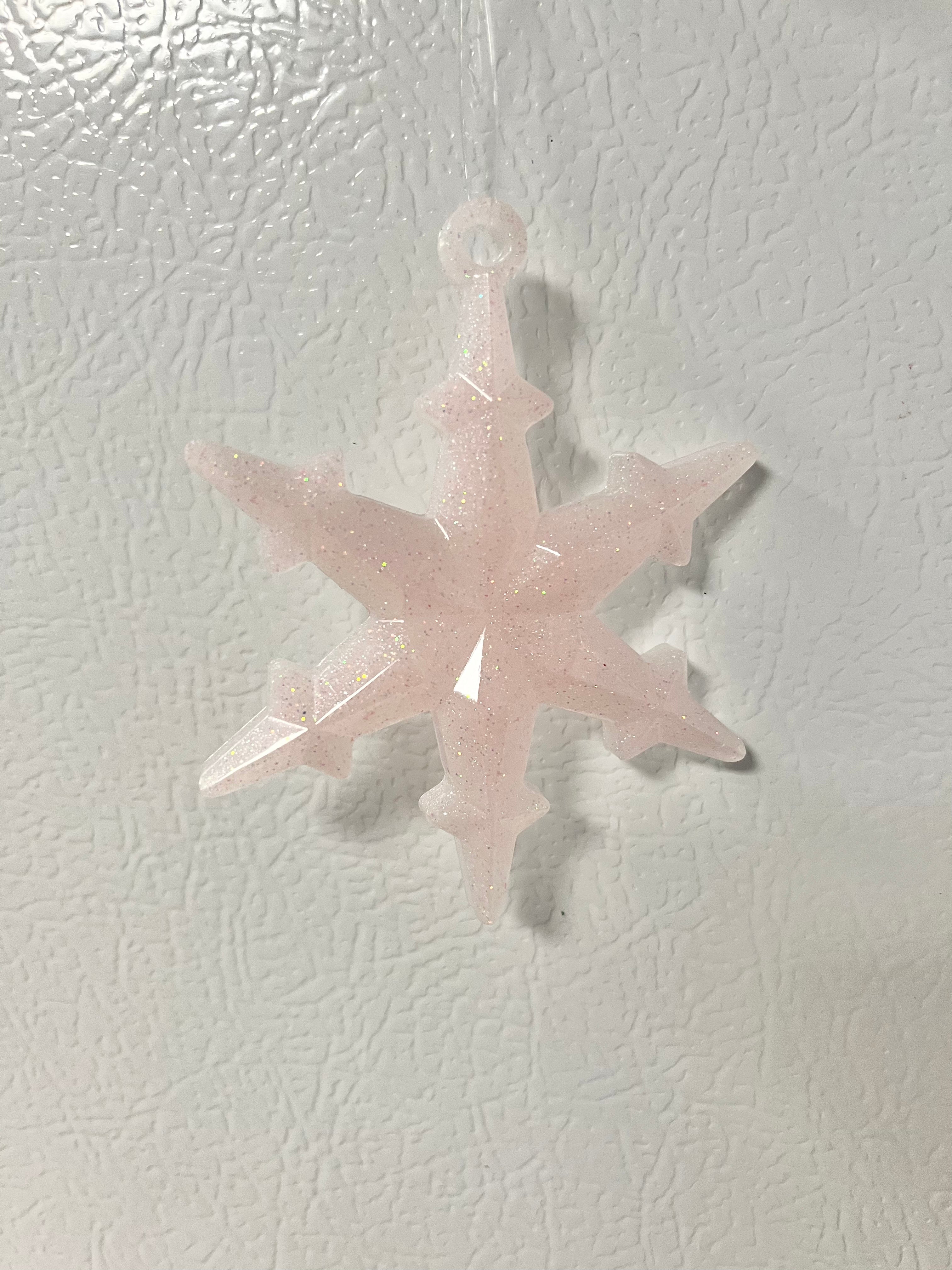 Pale Pink glitter snowflake ornament #1