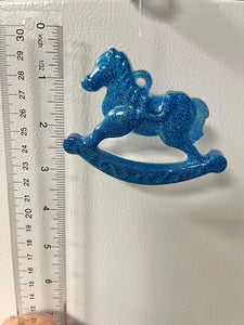 Blue turquoise rocking horse