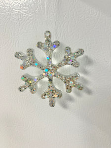 Silver holographic glitter snowflake ornament #1