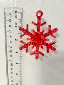 Red glitter snowflake Christmas ornament #4