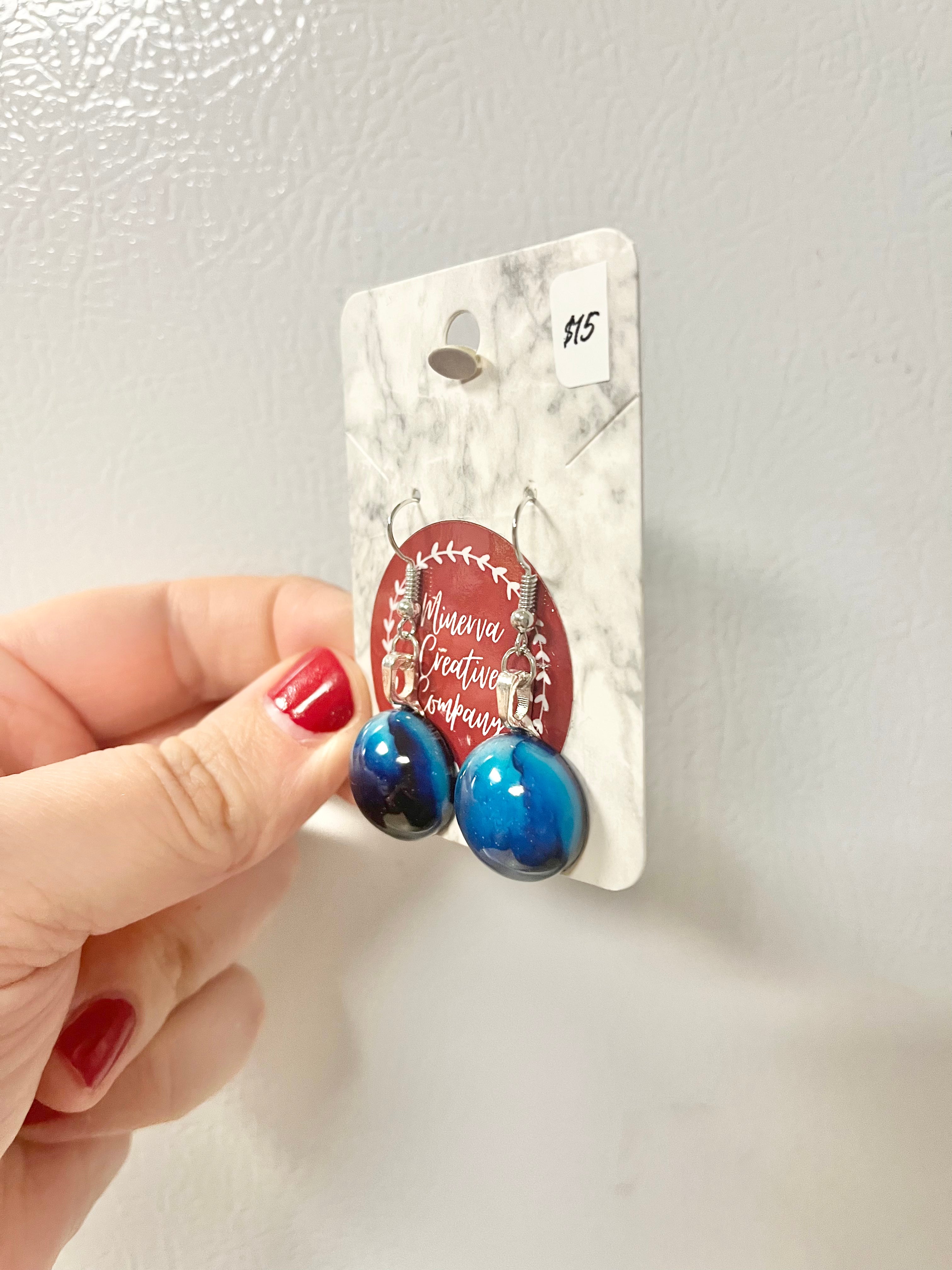 Blue cabochon earrings