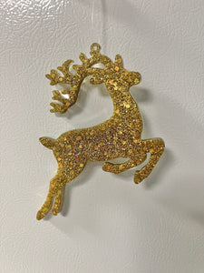 Antique gold holographic glitter reindeer #2