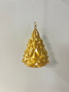 Gold glitter Christmas tree ornament