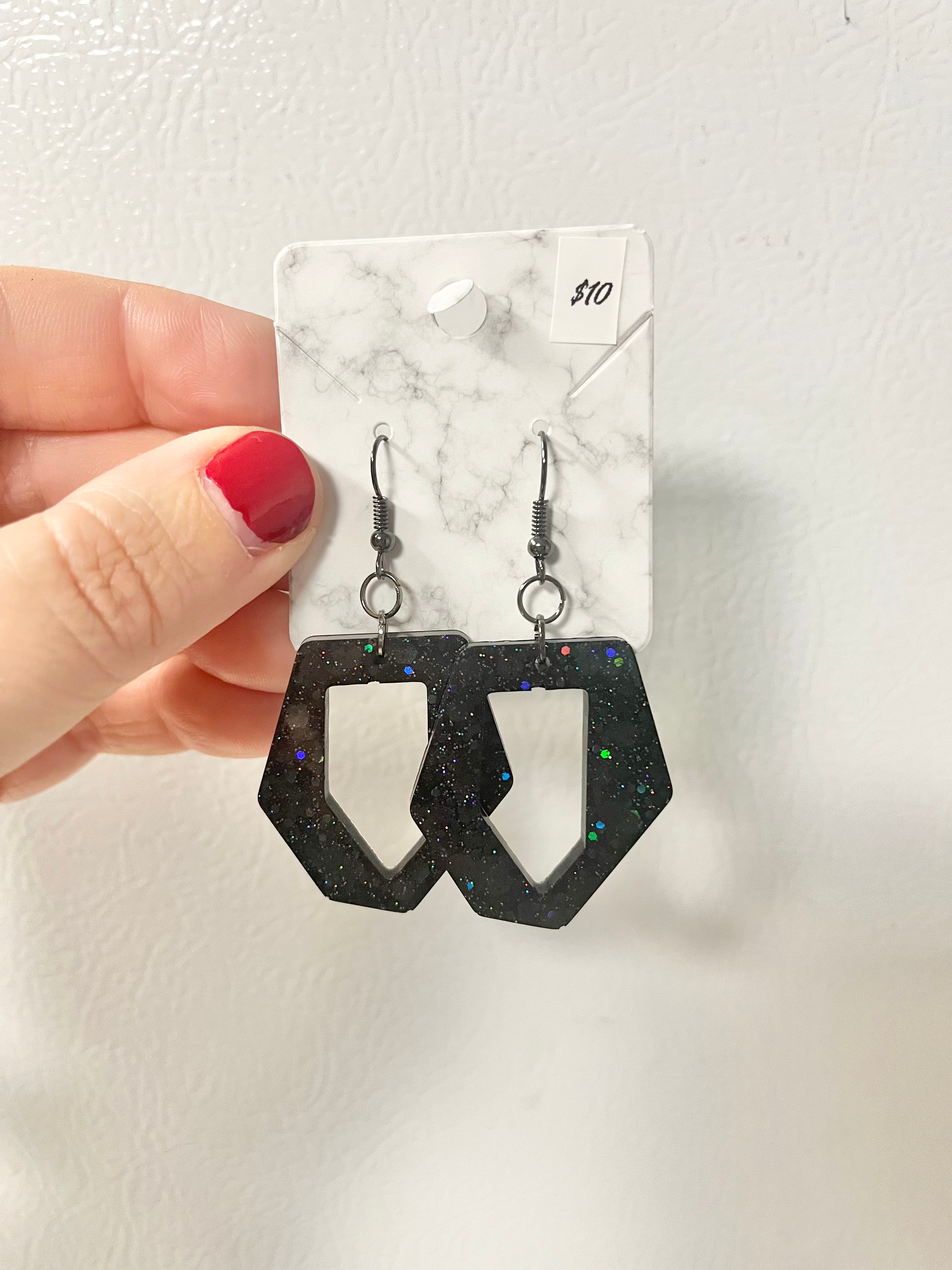 Black holographic earrings