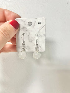 White glitter bead earrings