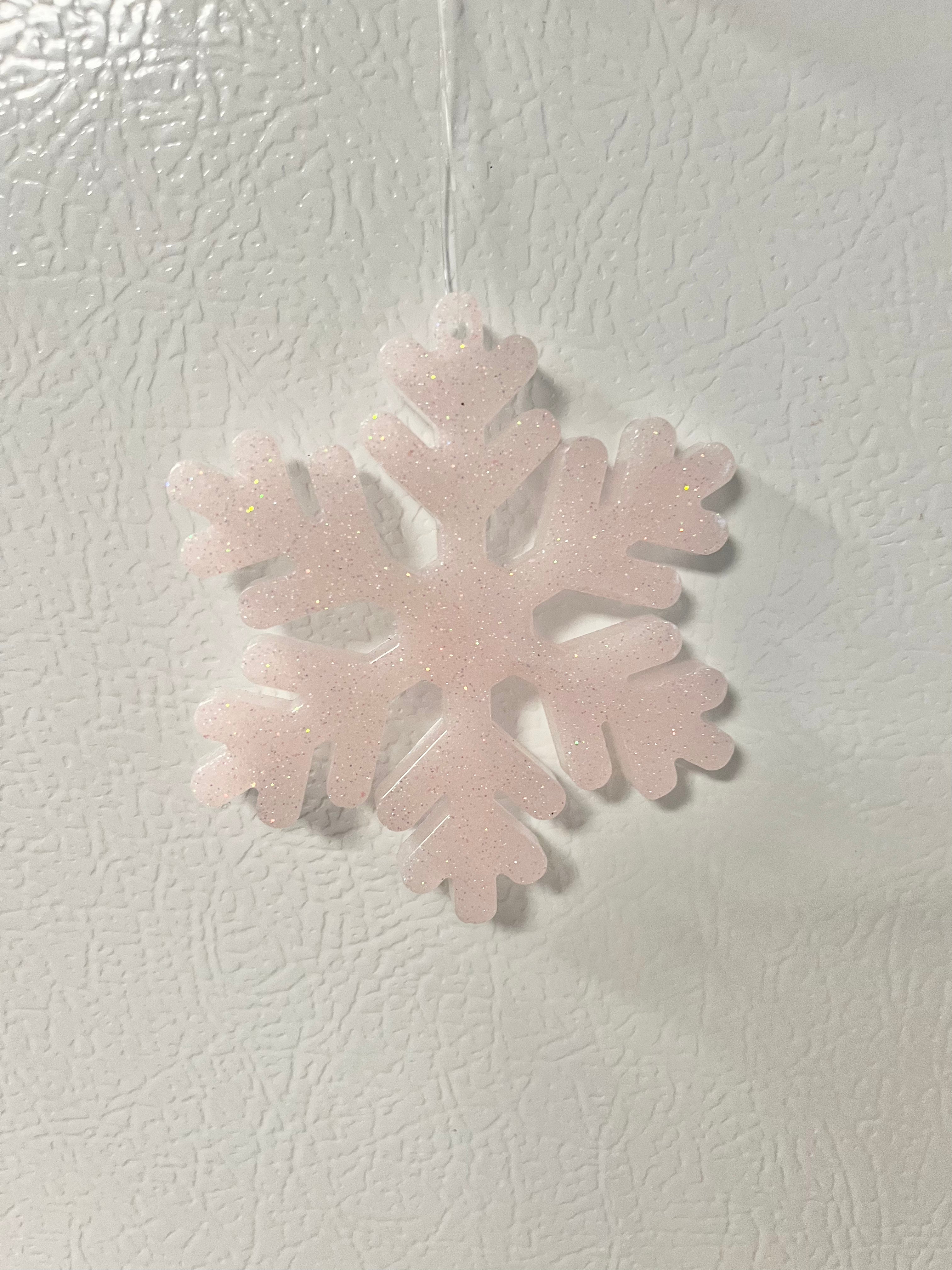 Pale Pink glitter snowflake ornament #3