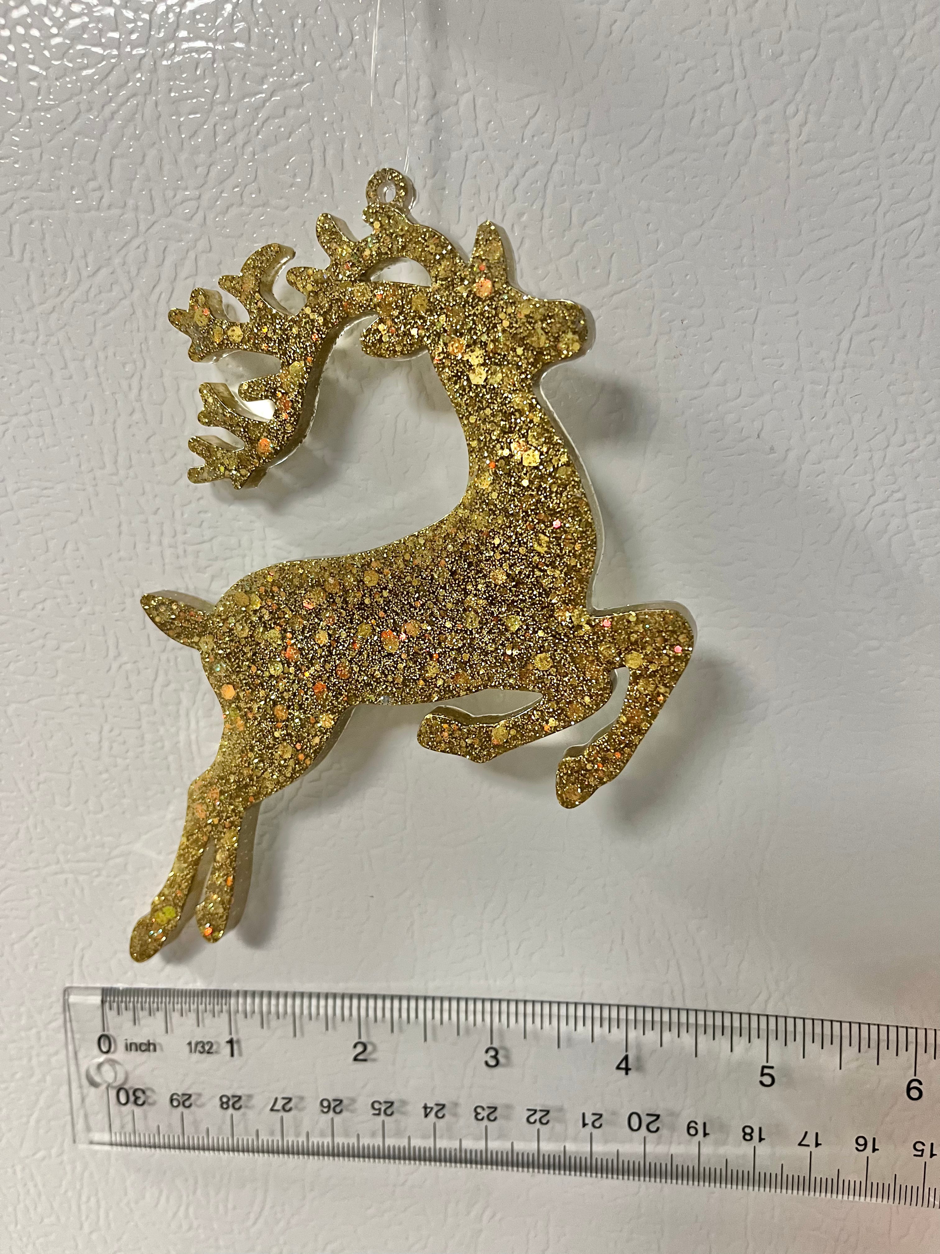 Antique gold holographic glitter reindeer #2