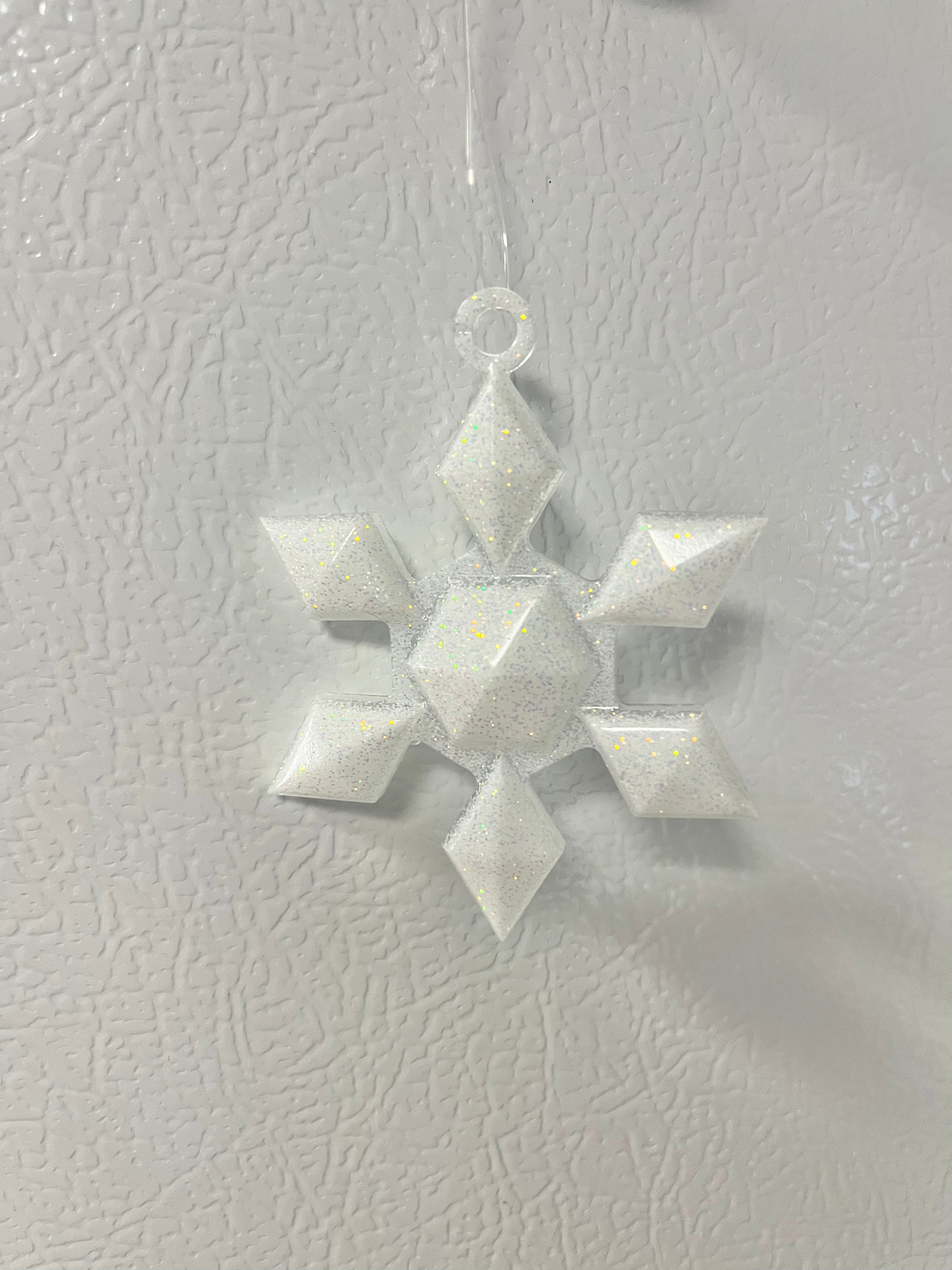 Bright White Glitter Snowflake ornament #3