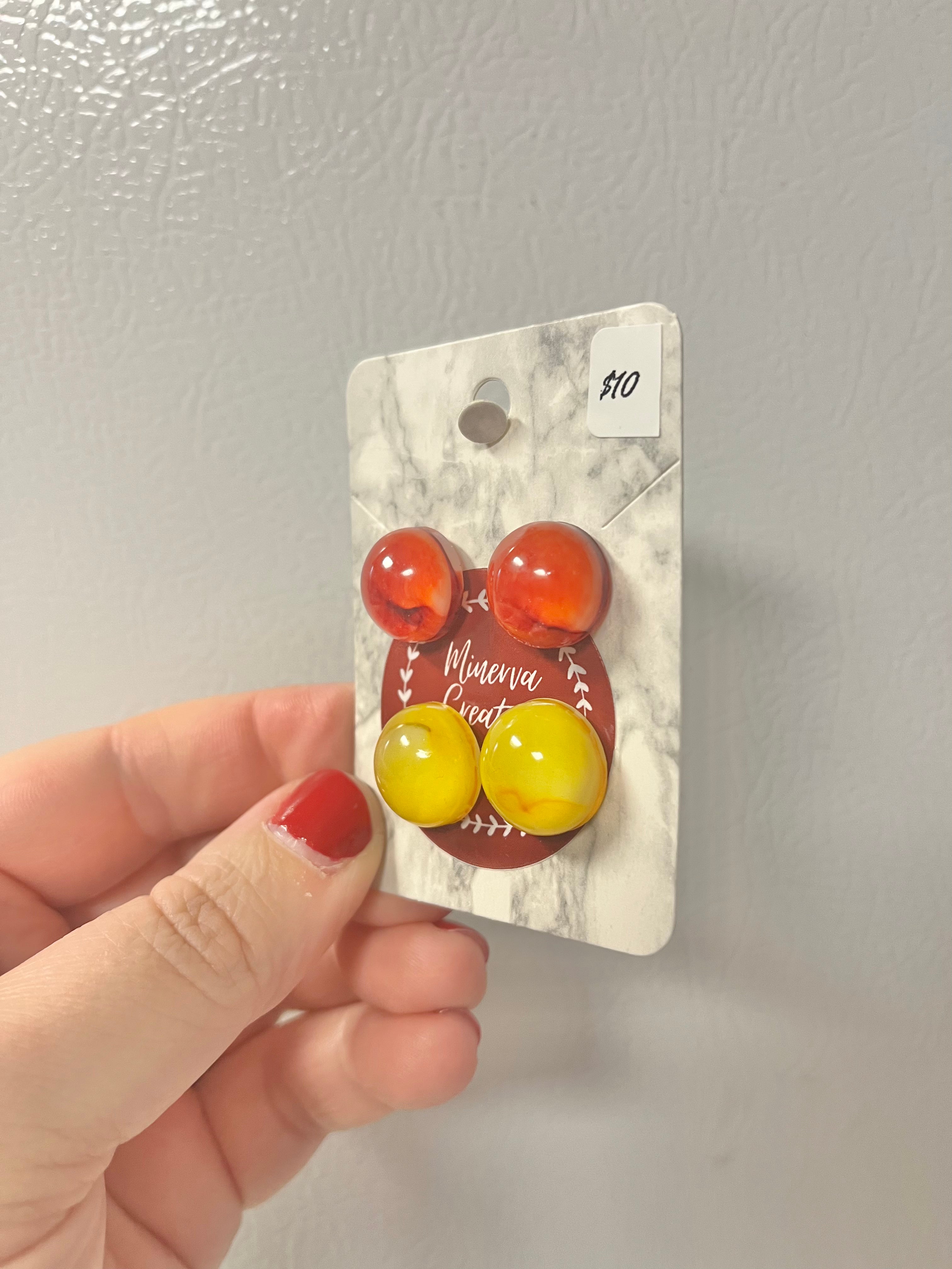 Red and yellow earring set