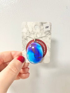 Purple and blue oval cabochon necklace