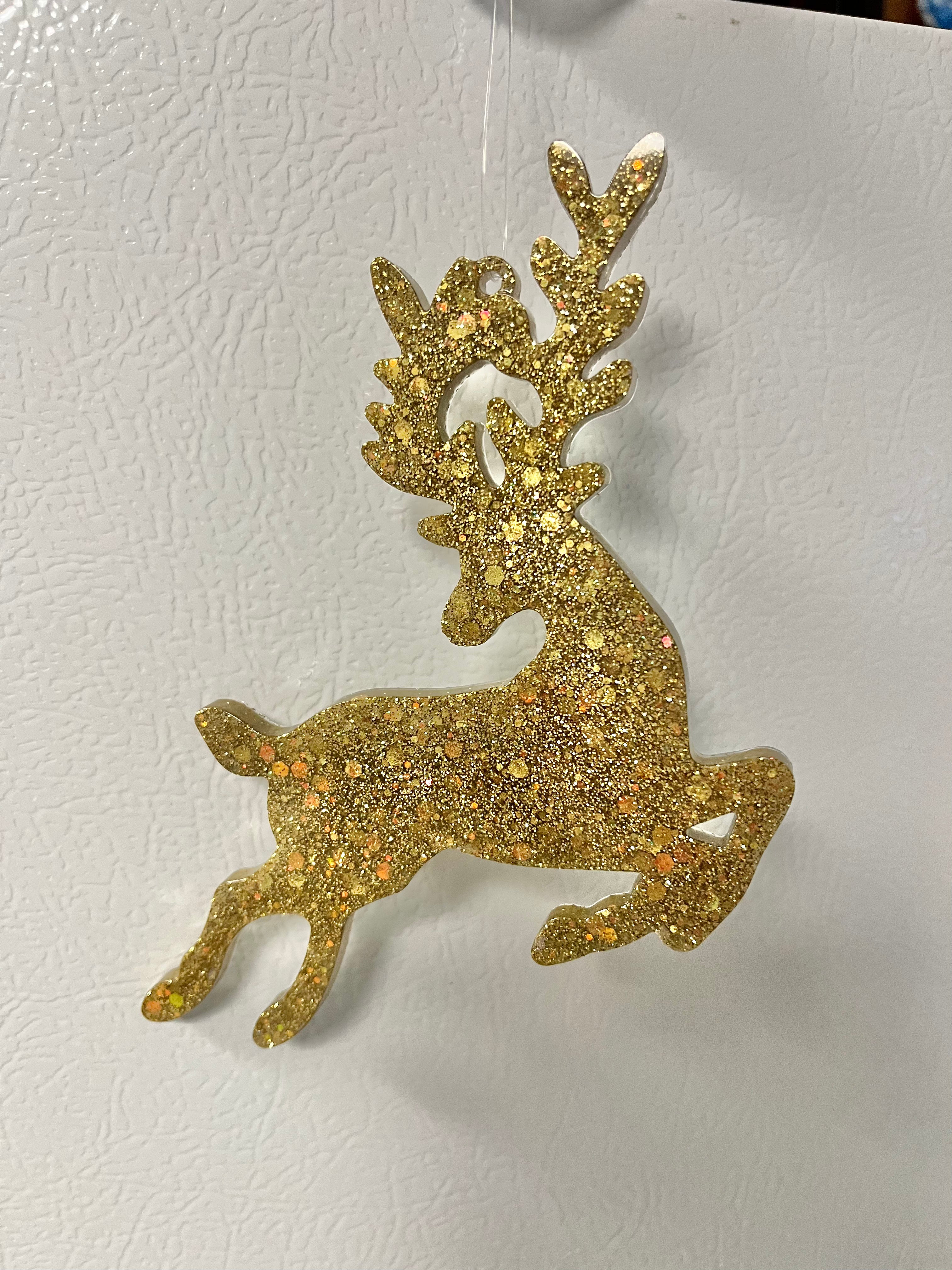 Antique gold holographic glitter reindeer #1