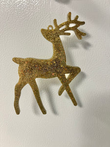 Antique gold holographic glitter reindeer #4