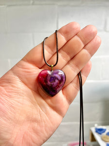 Purple and pink heart pendant necklace