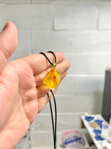 Yellow square pendant necklace