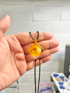 Yellow square pendant necklace