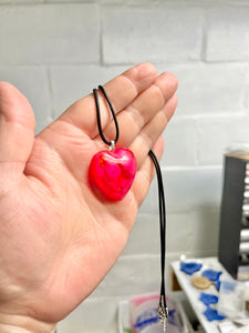 Pink heart pendant necklace