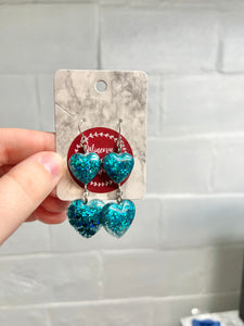 Turquoise double heart earrings