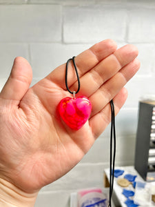 Pink heart pendant necklace