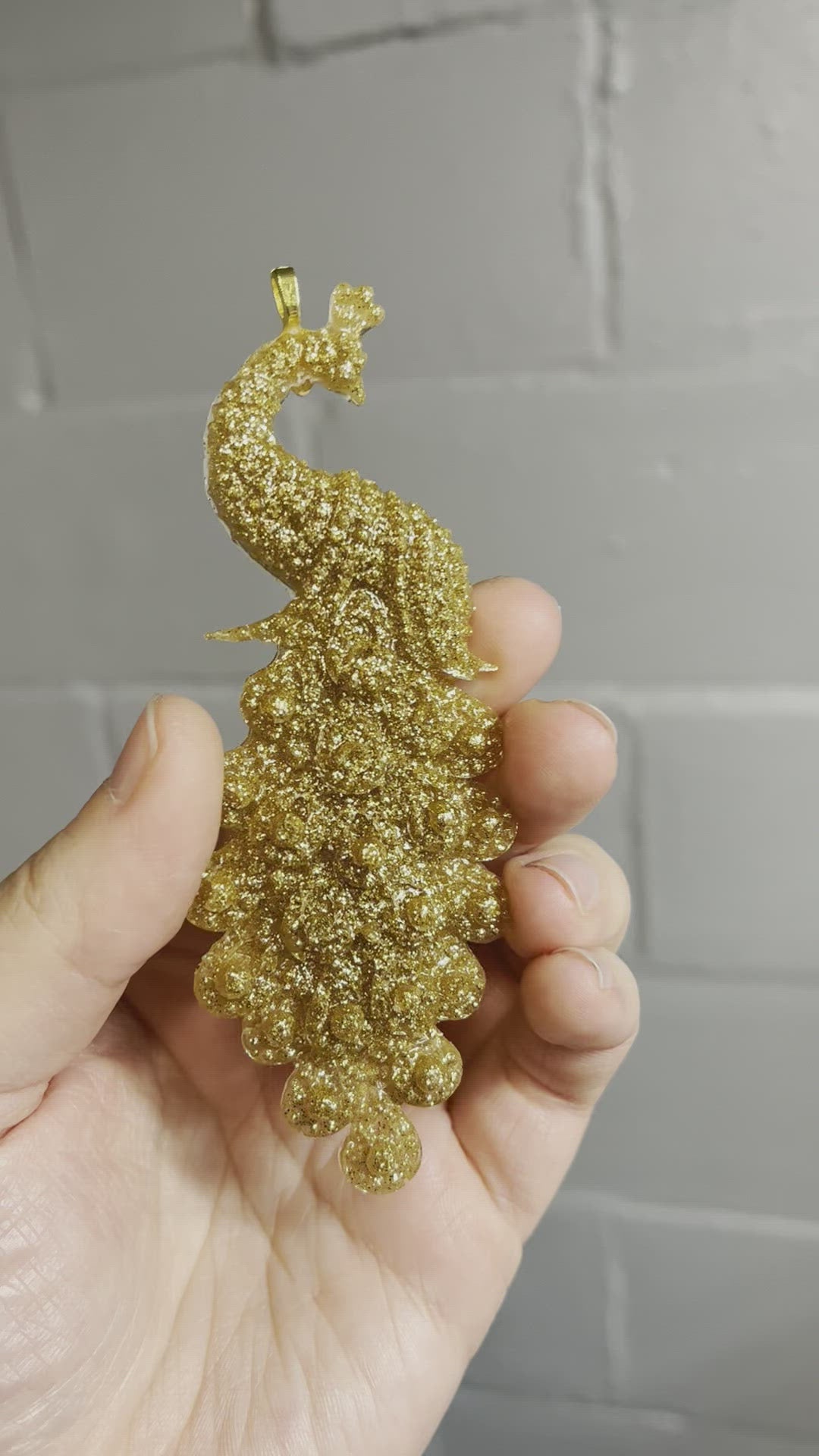 Gold peacock Christmas ornament