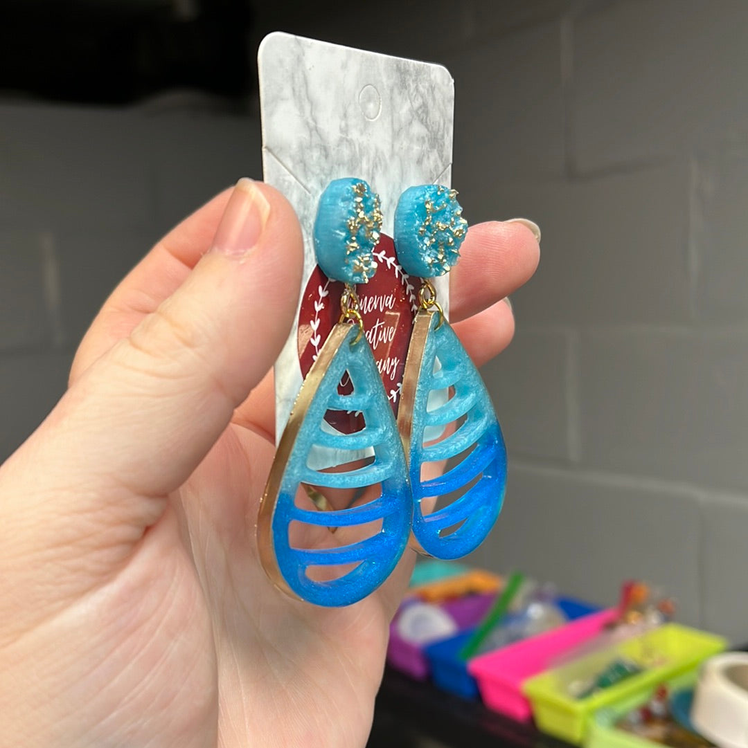 Blue ombré druzy earrings