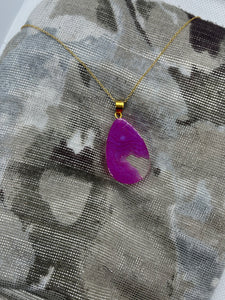 Violet teardrop landscape pendant necklace