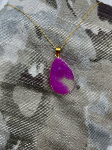 Violet teardrop landscape pendant necklace