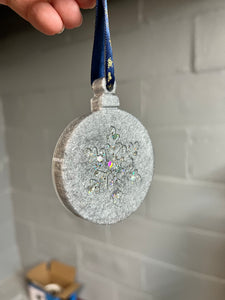 Silver Christmas bulb with snowflake