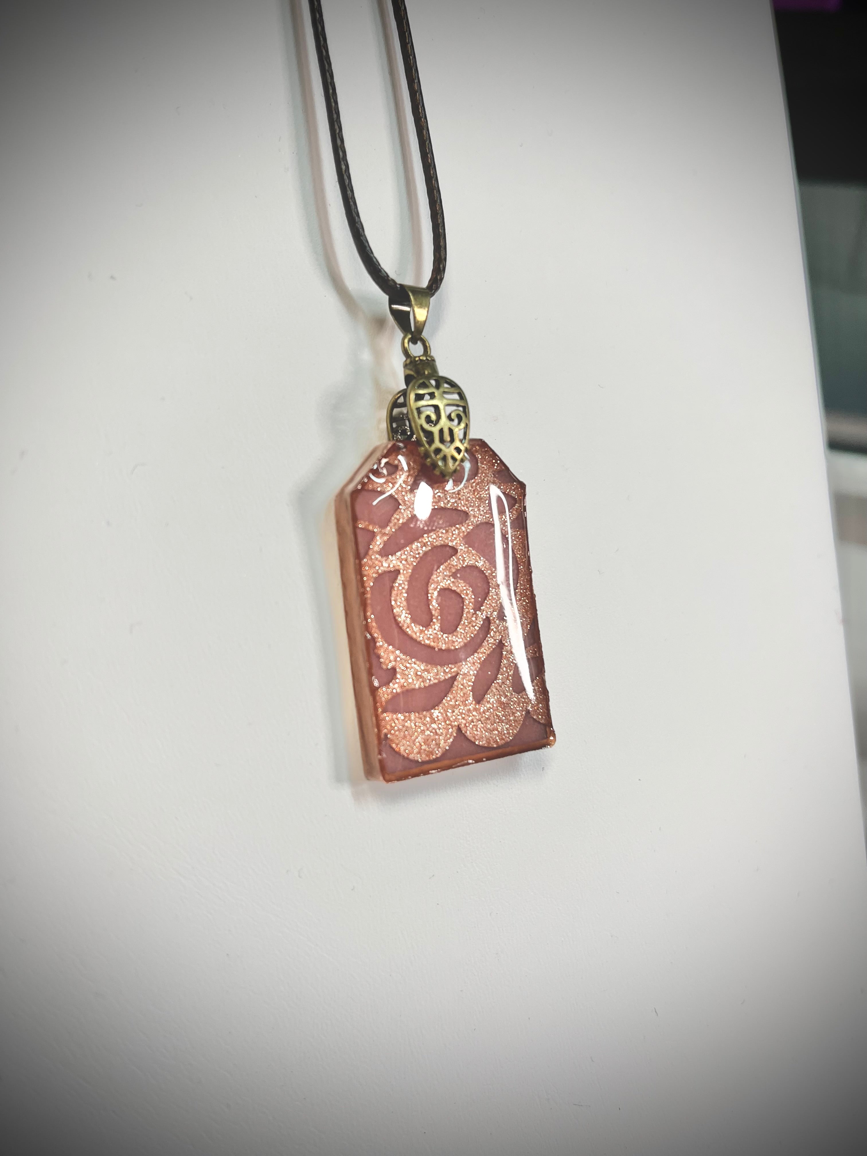 Rose gold tag necklace