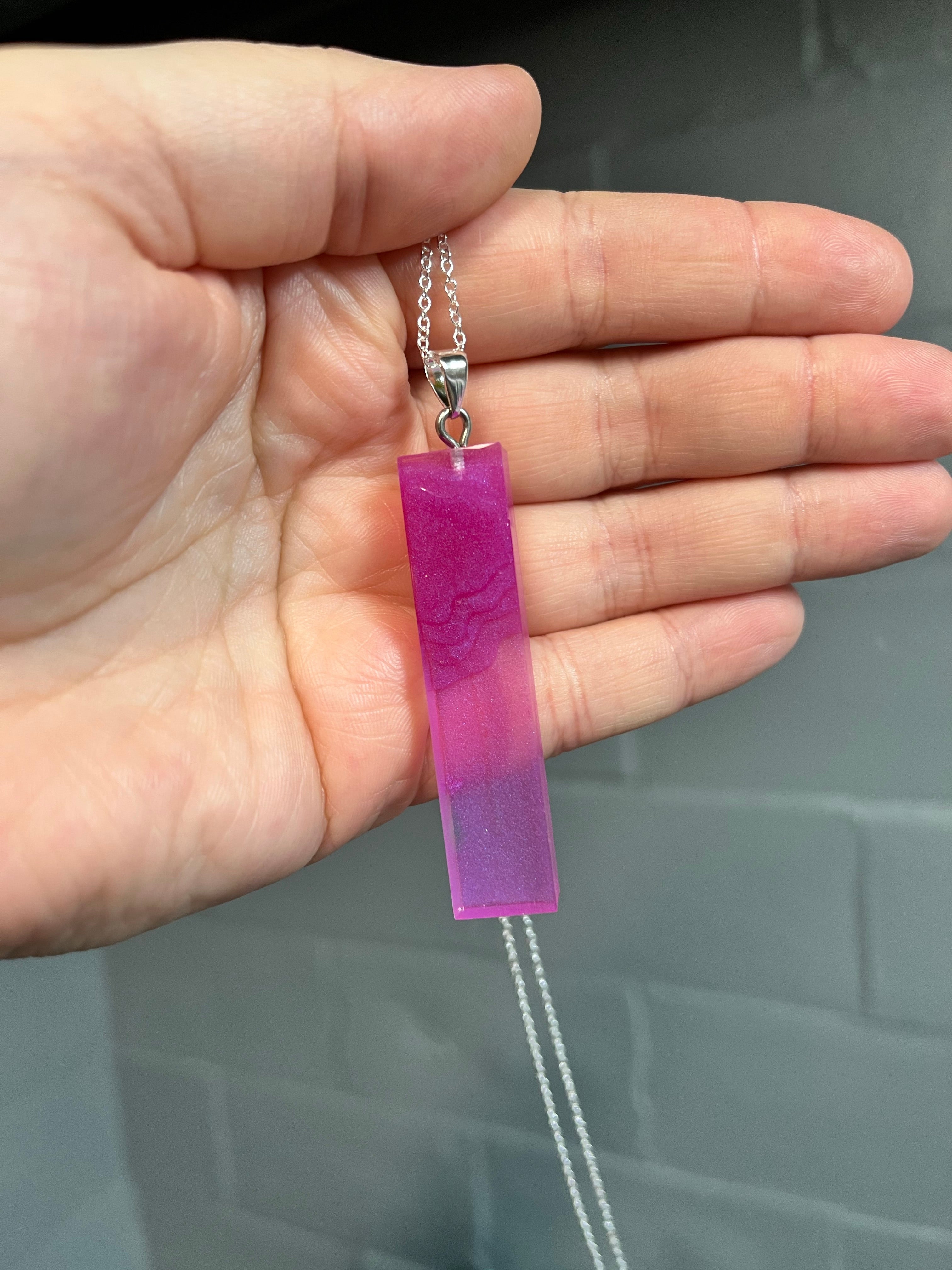 Violet bar landscape pendant necklace