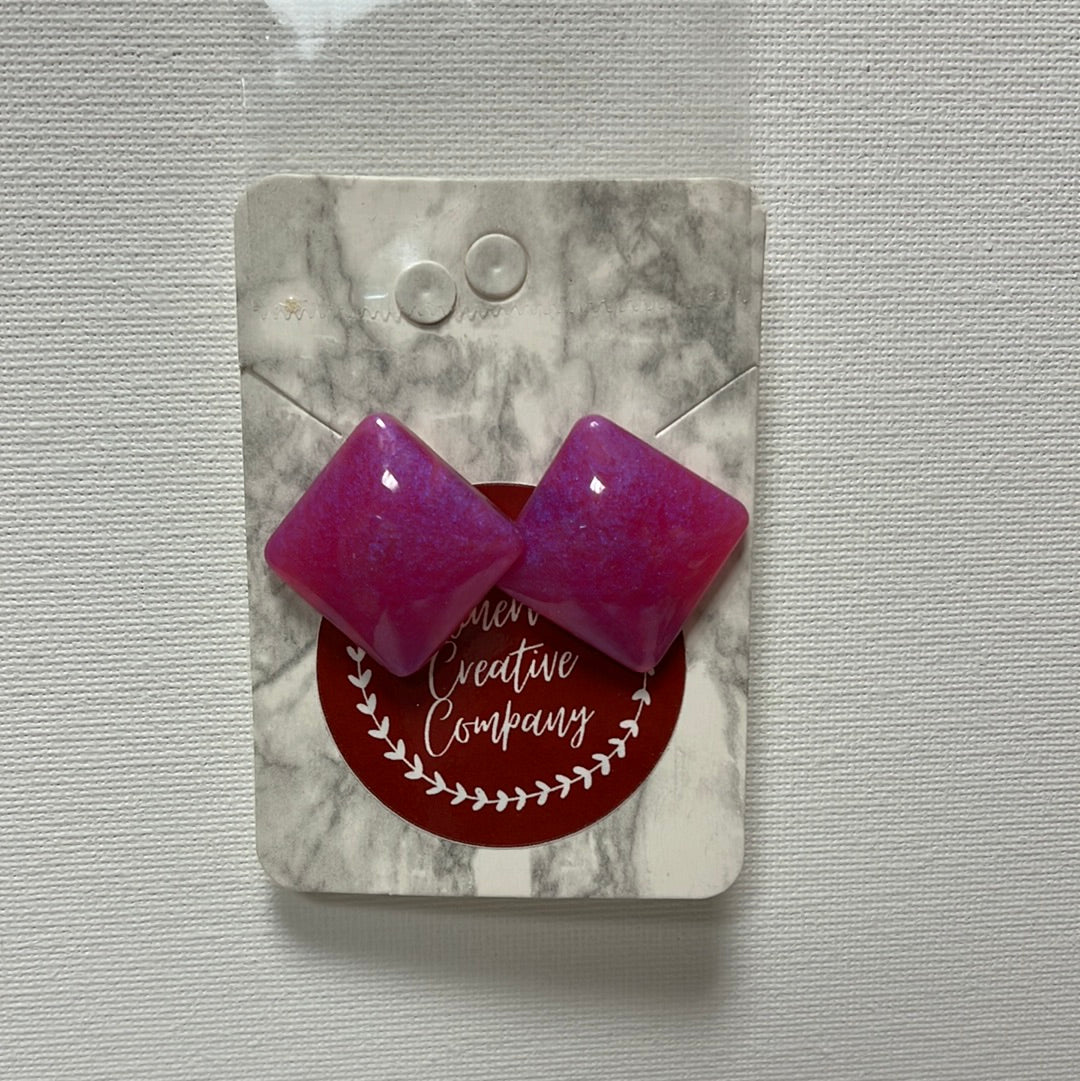 Fushia square earrings