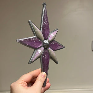 Purple and silver North Star Christmas ornament