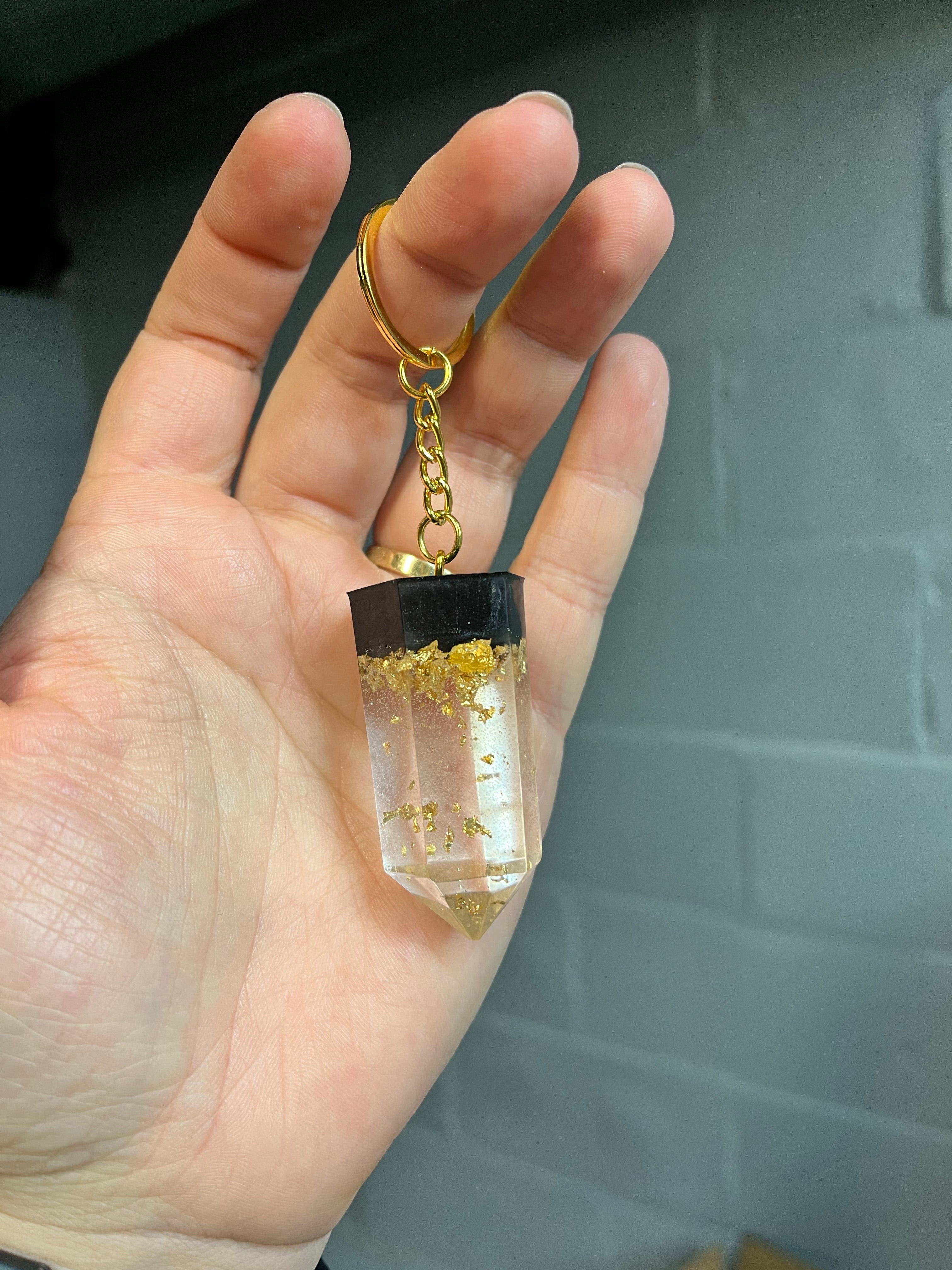 Black and gold crystal inspired keychain