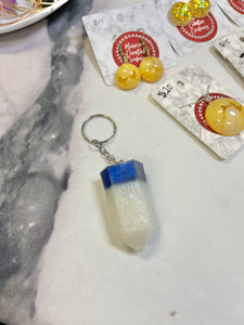 Blue and white crystal inspired keychain