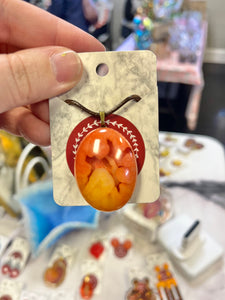 Orange red oval pendant necklace