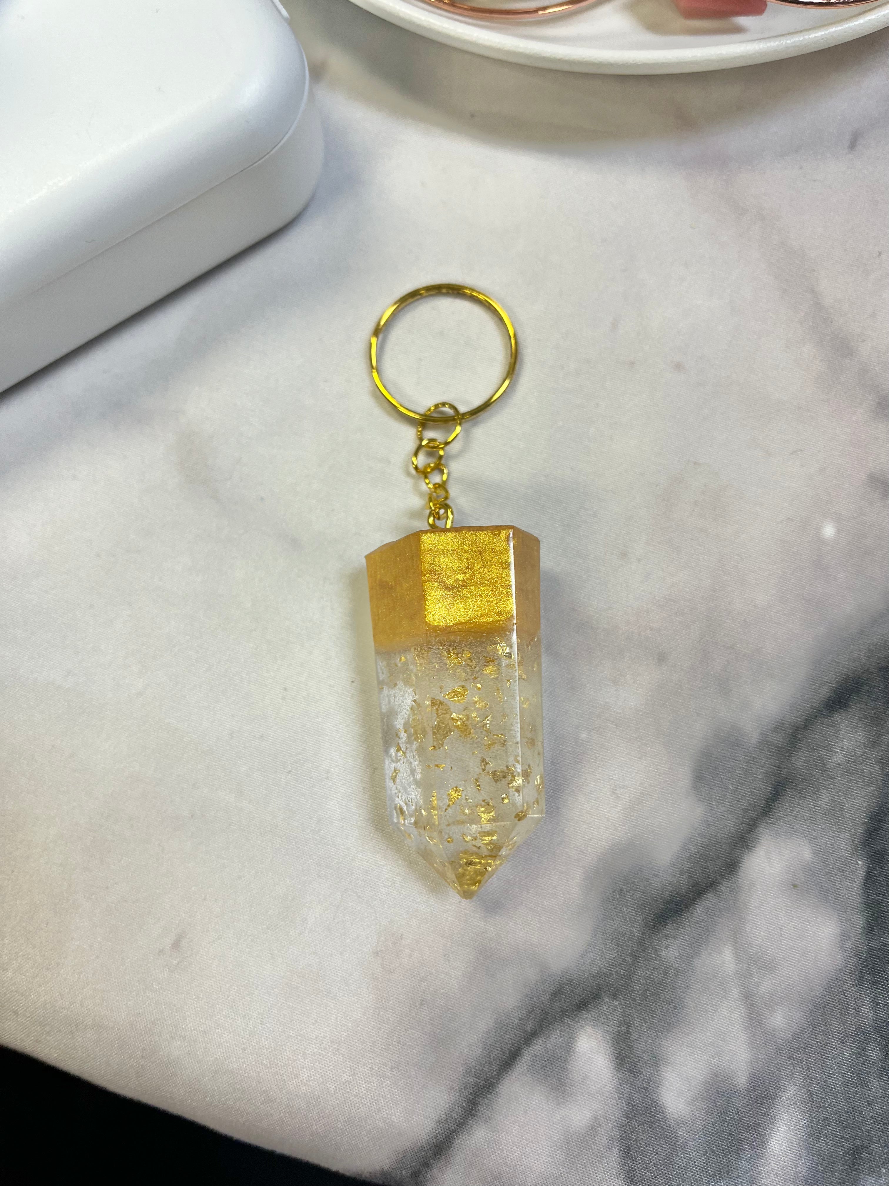 Gold foil crystal inspired keychain