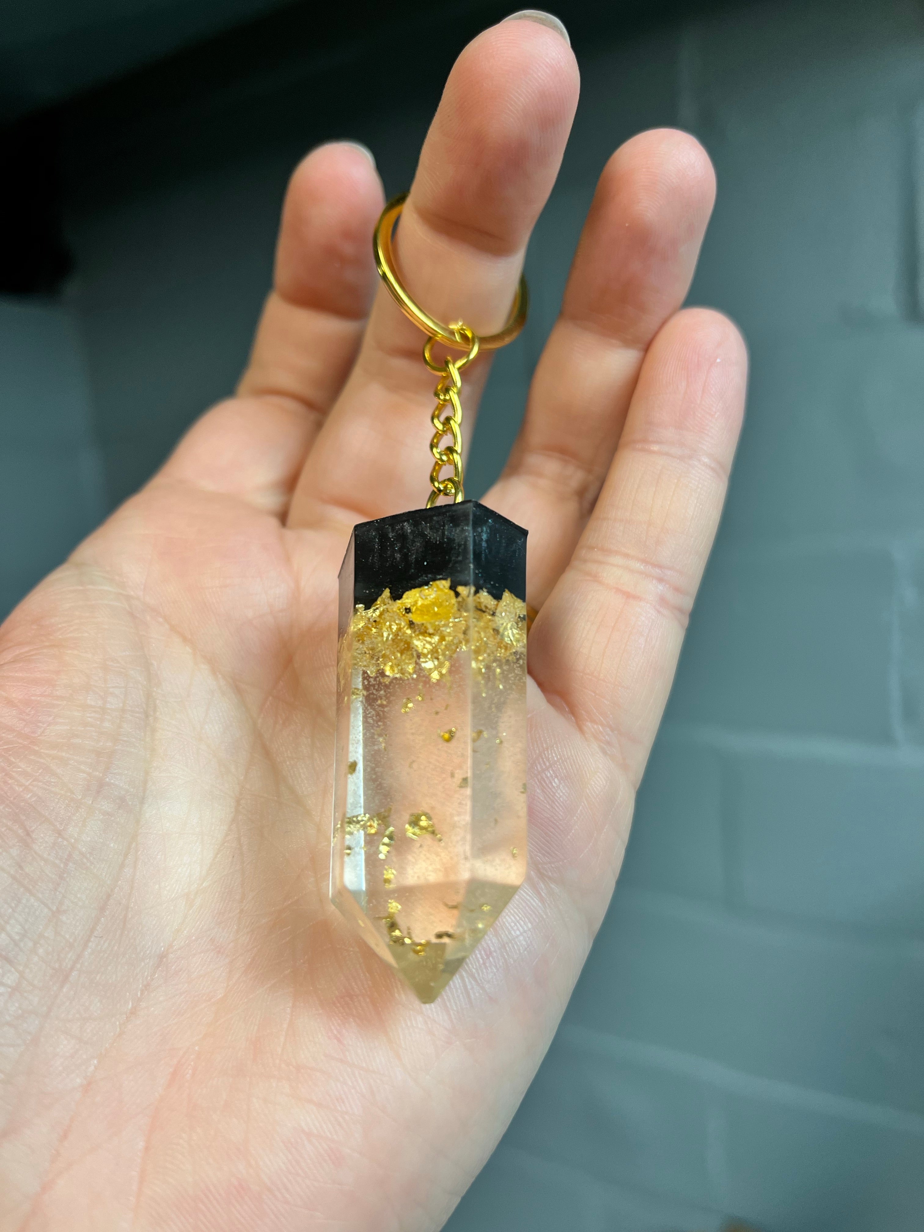 Black and gold crystal inspired keychain