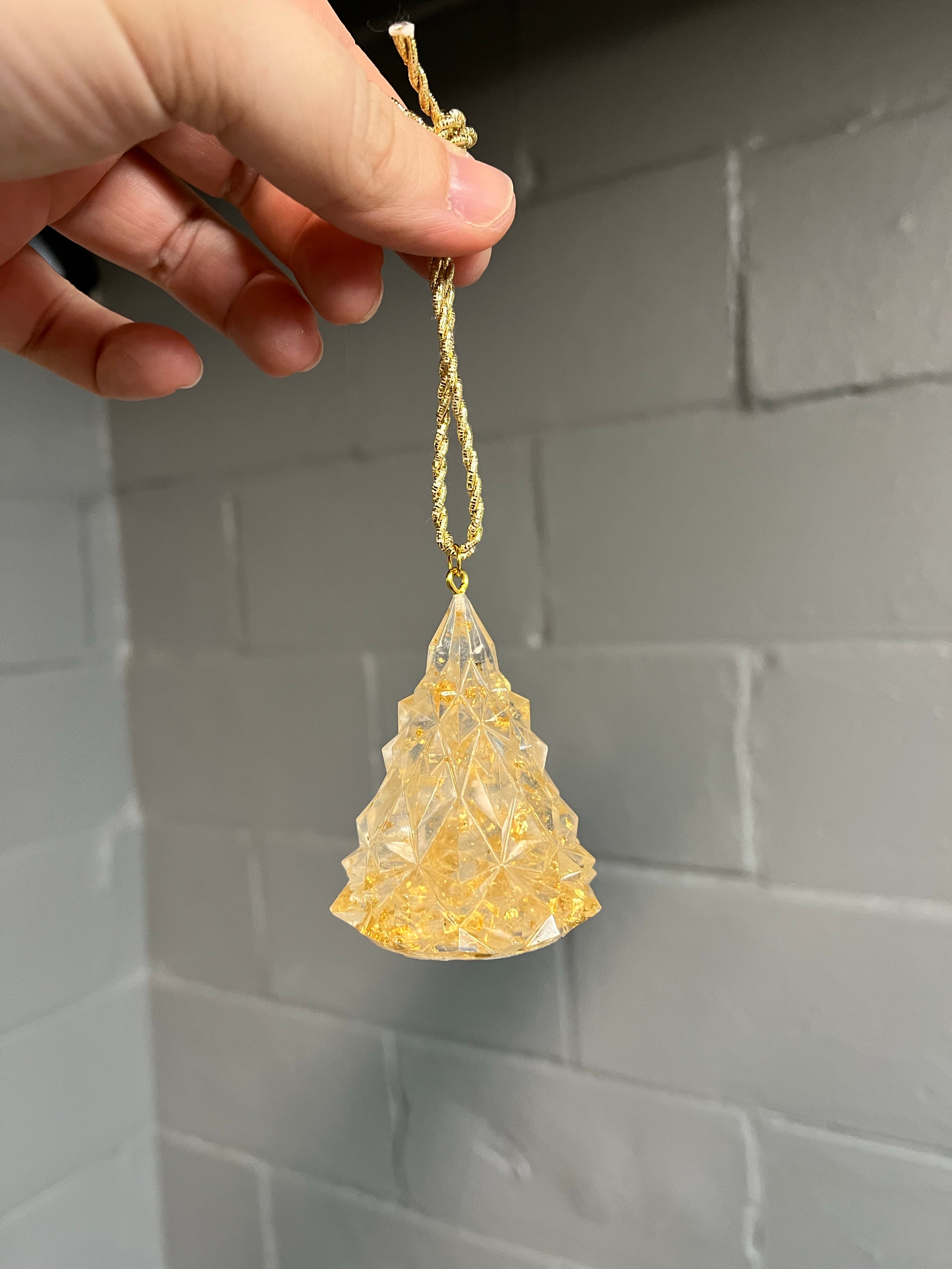 Gold foil Christmas tree ornament