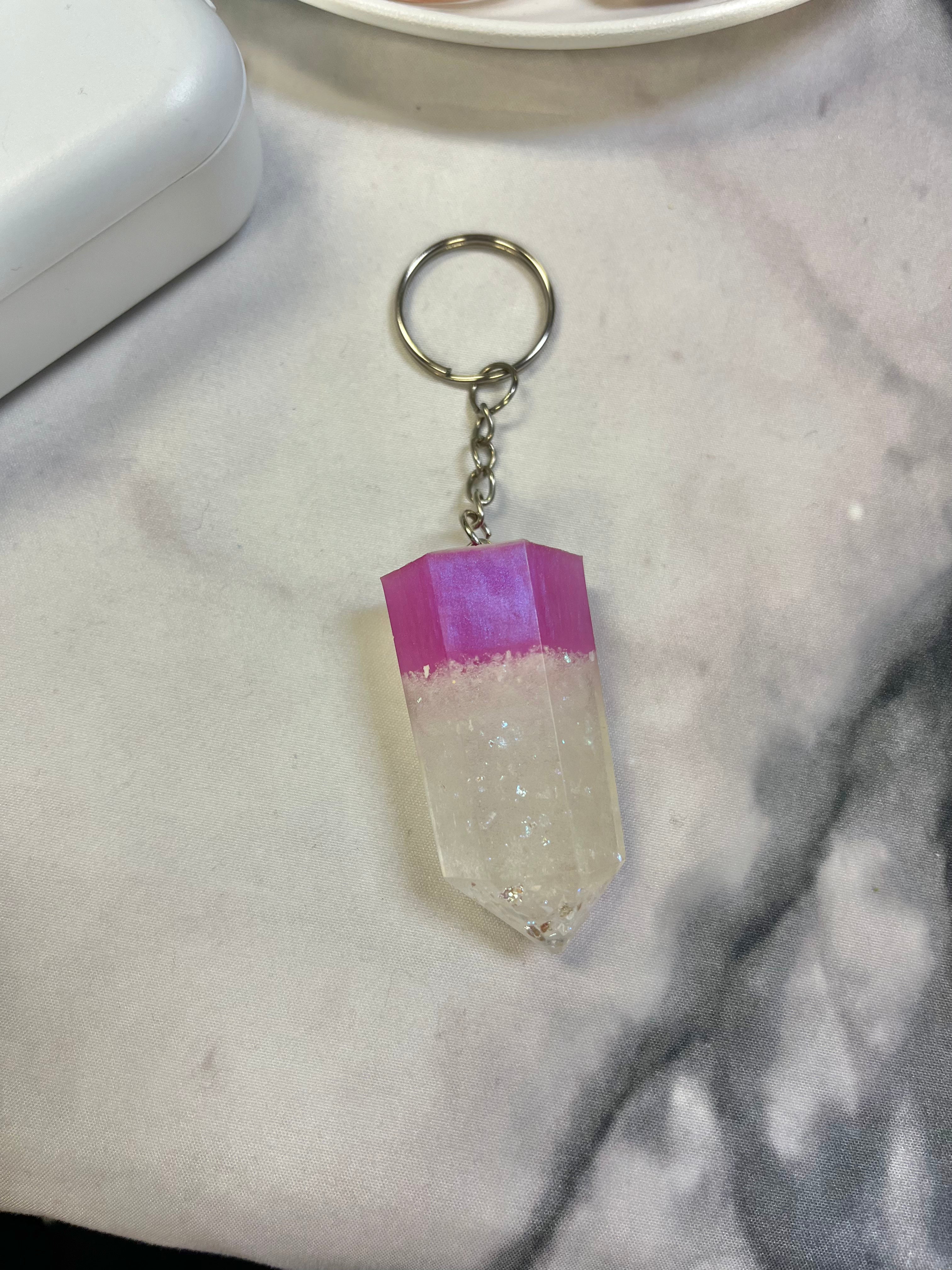 Fuchsia crystal inspired keychain