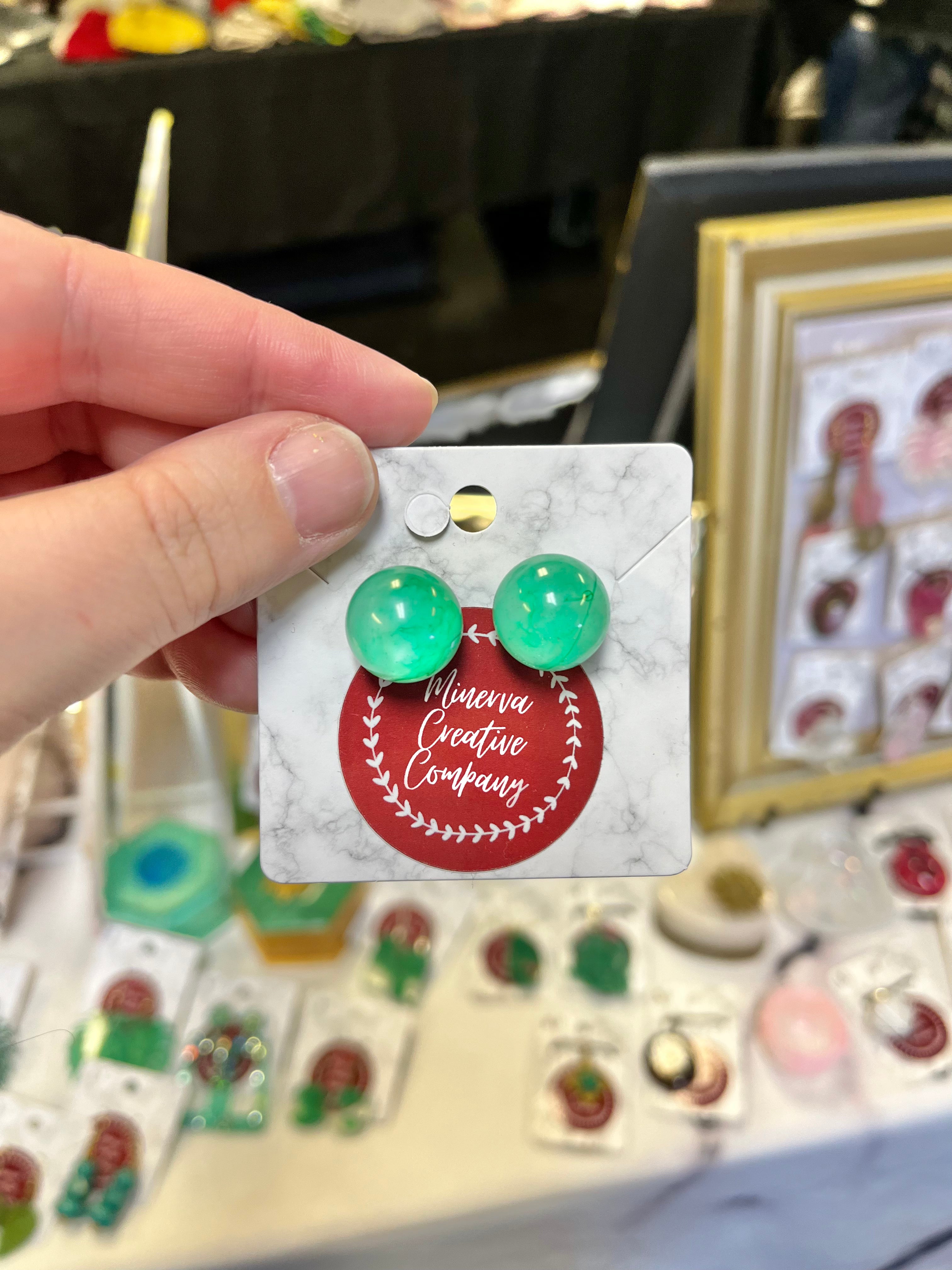 Green bead earrings